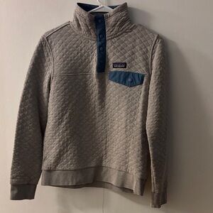 Patagonia Grey Quilted Sweater with Blue Details